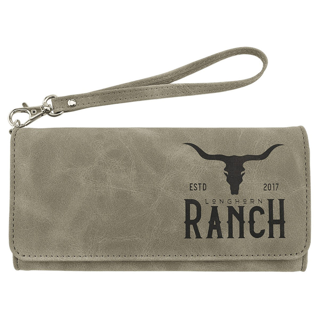 Light Green Leatherette Wallet with Strap