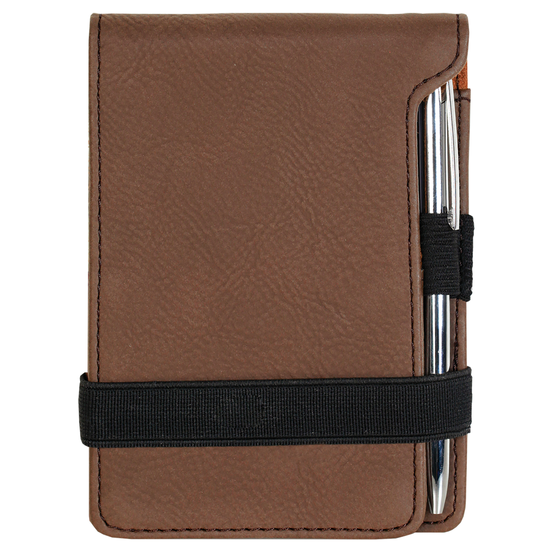 Dark Brown Leatherette Mini Notepad with Pen preview