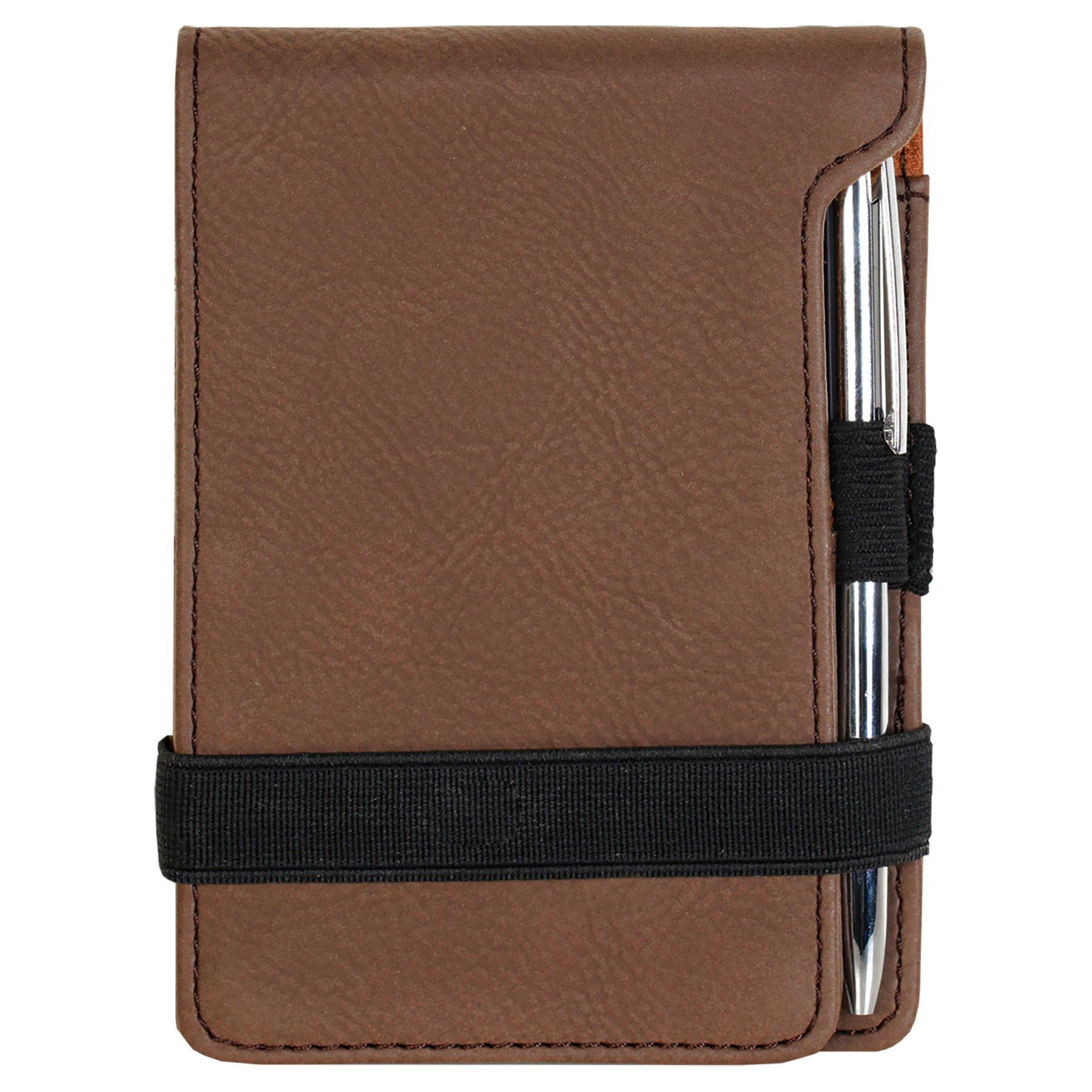 Dark Brown Leatherette Mini Notepad with Pen blank-preview