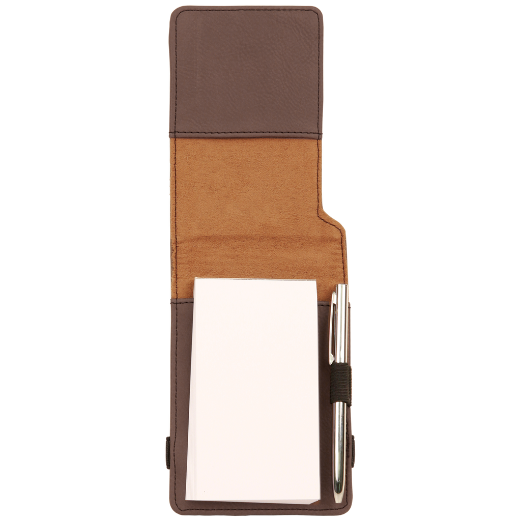 Dark Brown Leatherette Mini Notepad with Pen