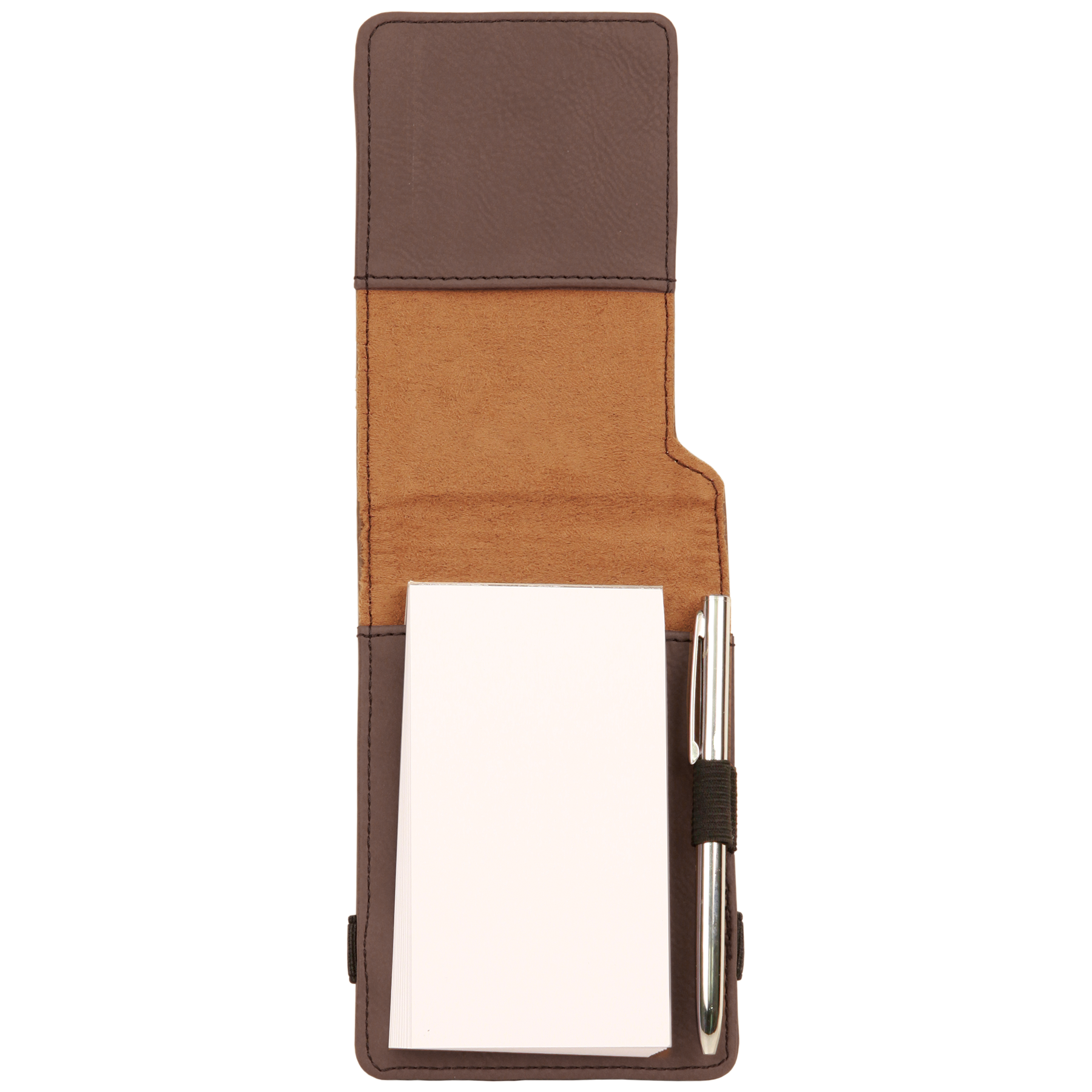 Dark Brown Leatherette Mini Notepad with Pen