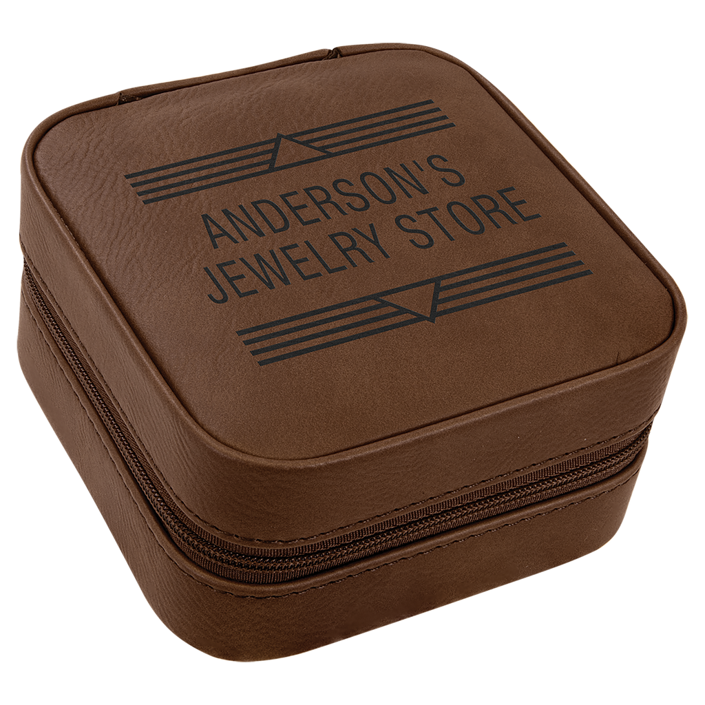 Dark Brown Leatherette Travel Jewelry Box