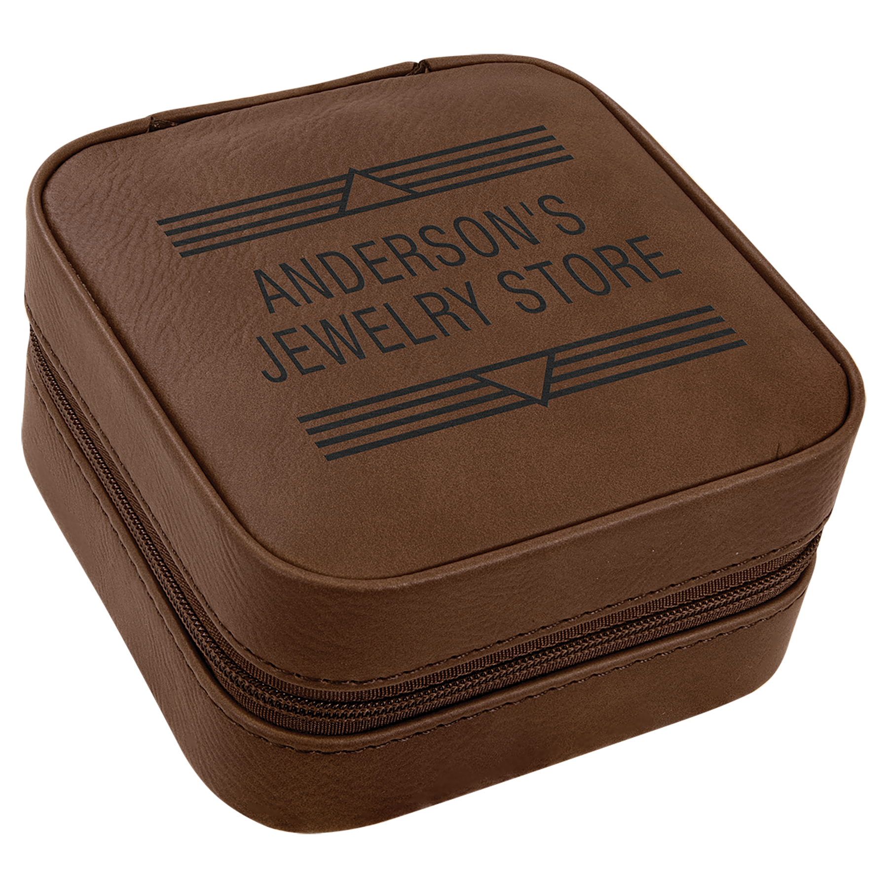Dark Brown Leatherette Travel Jewelry Box