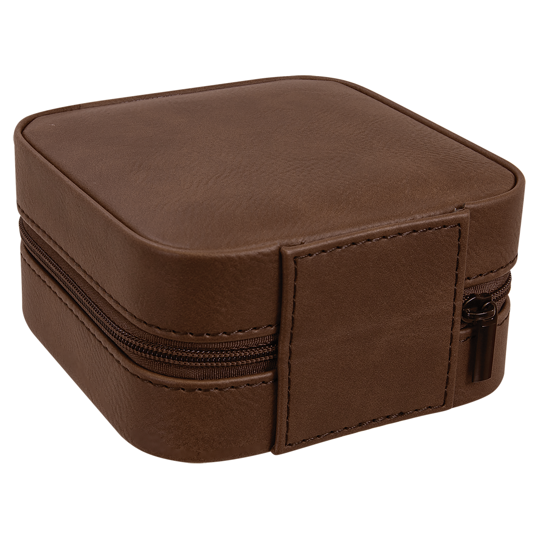 Dark Brown Leatherette Travel Jewelry Box