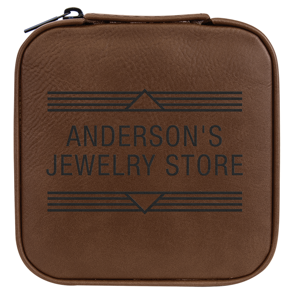 Dark Brown Leatherette Travel Jewelry Box