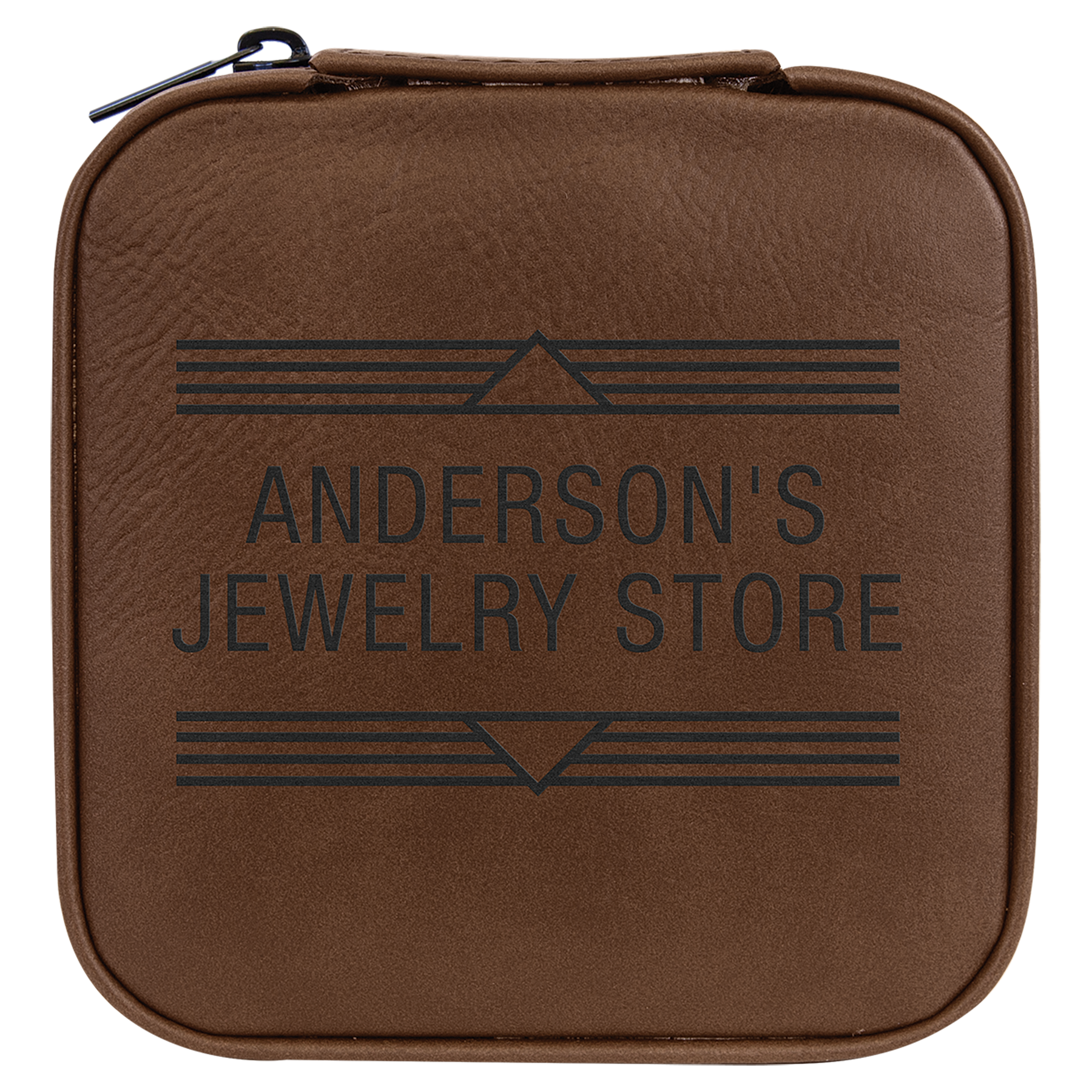 Dark Brown Leatherette Travel Jewelry Box