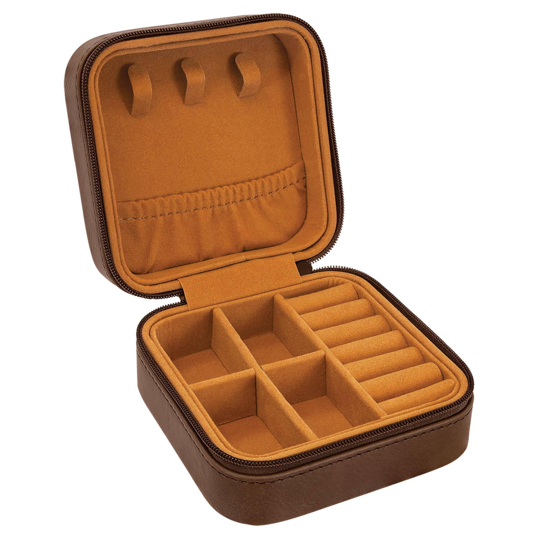 Dark Brown Leatherette Travel Jewelry Box