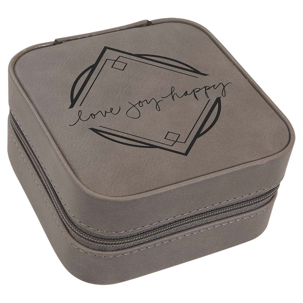 Gray Leatherette Travel Jewelry Box