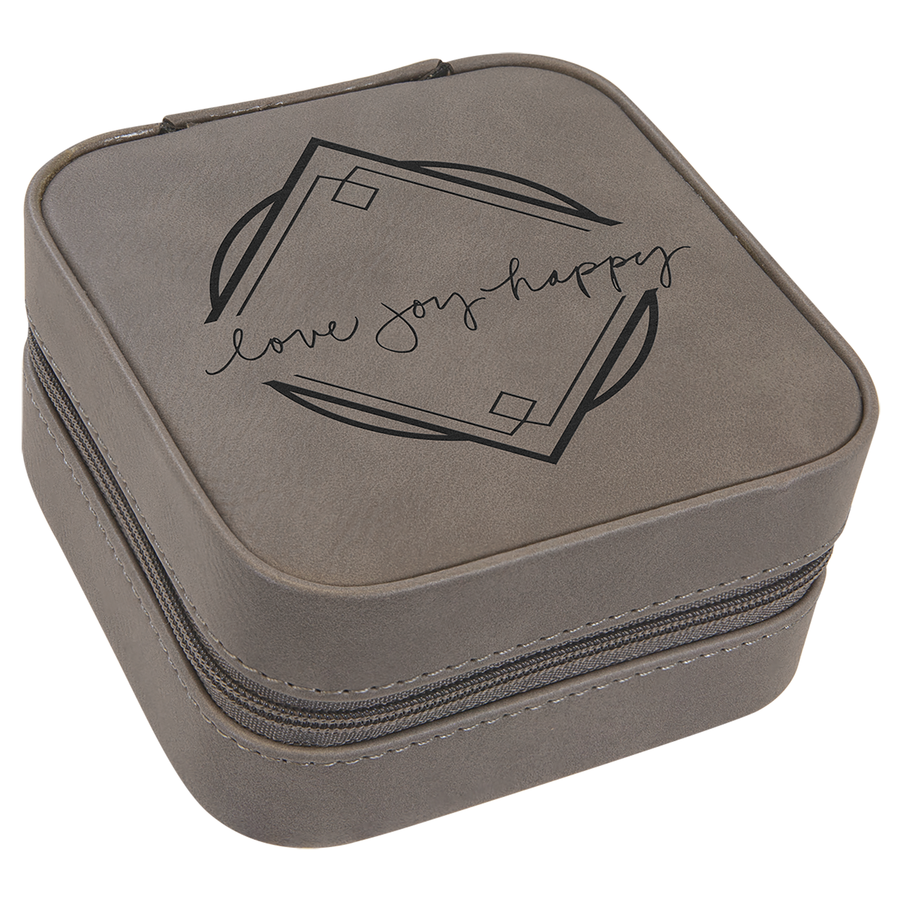 Gray Leatherette Travel Jewelry Box