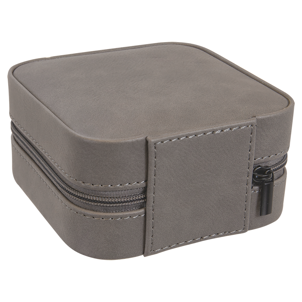 Gray Leatherette Travel Jewelry Box