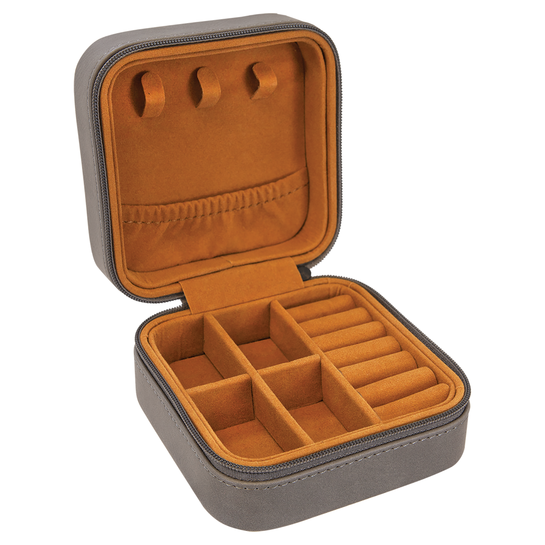 Gray Leatherette Travel Jewelry Box