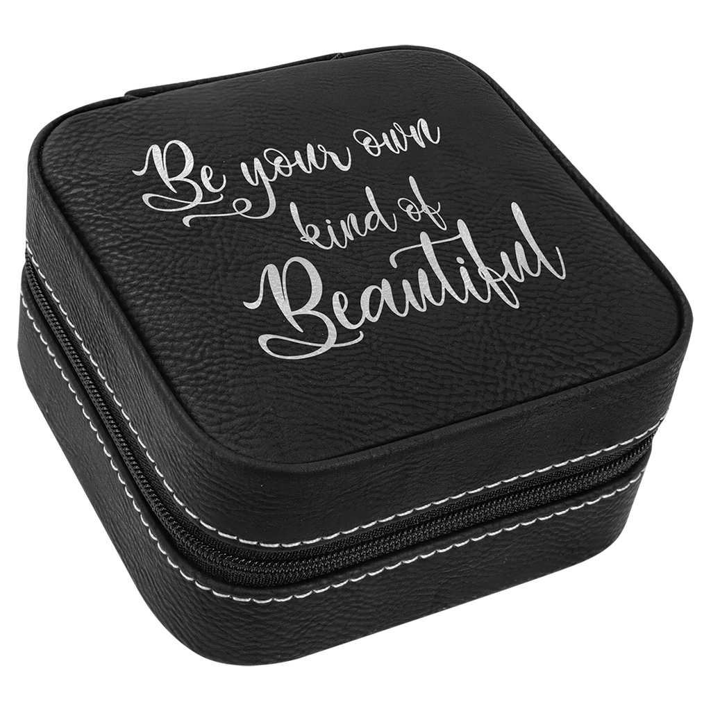 Black/Silver Leatherette Travel Jewelry Box