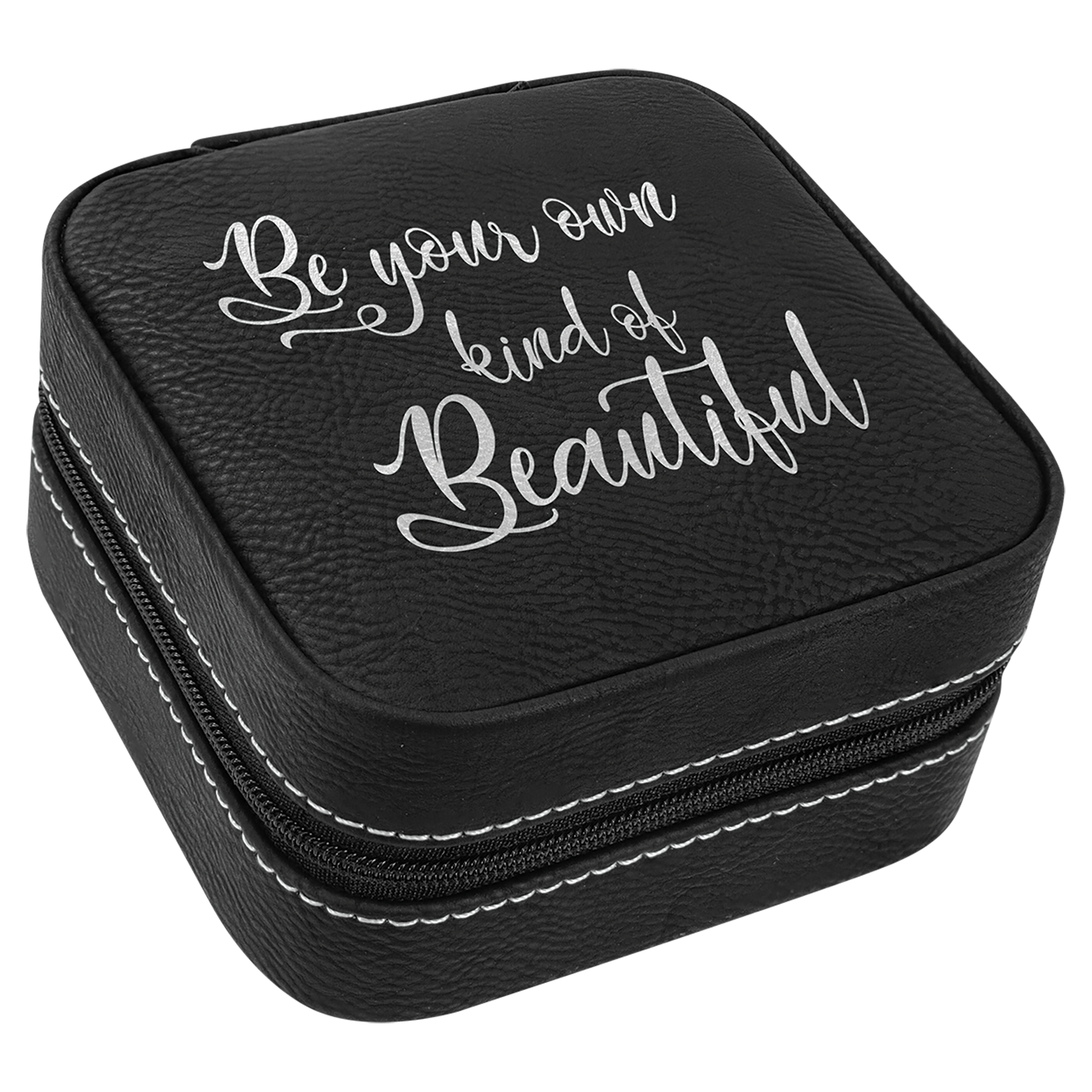 Black/Silver Leatherette Travel Jewelry Box