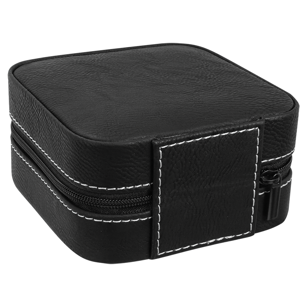 Black/Silver Leatherette Travel Jewelry Box