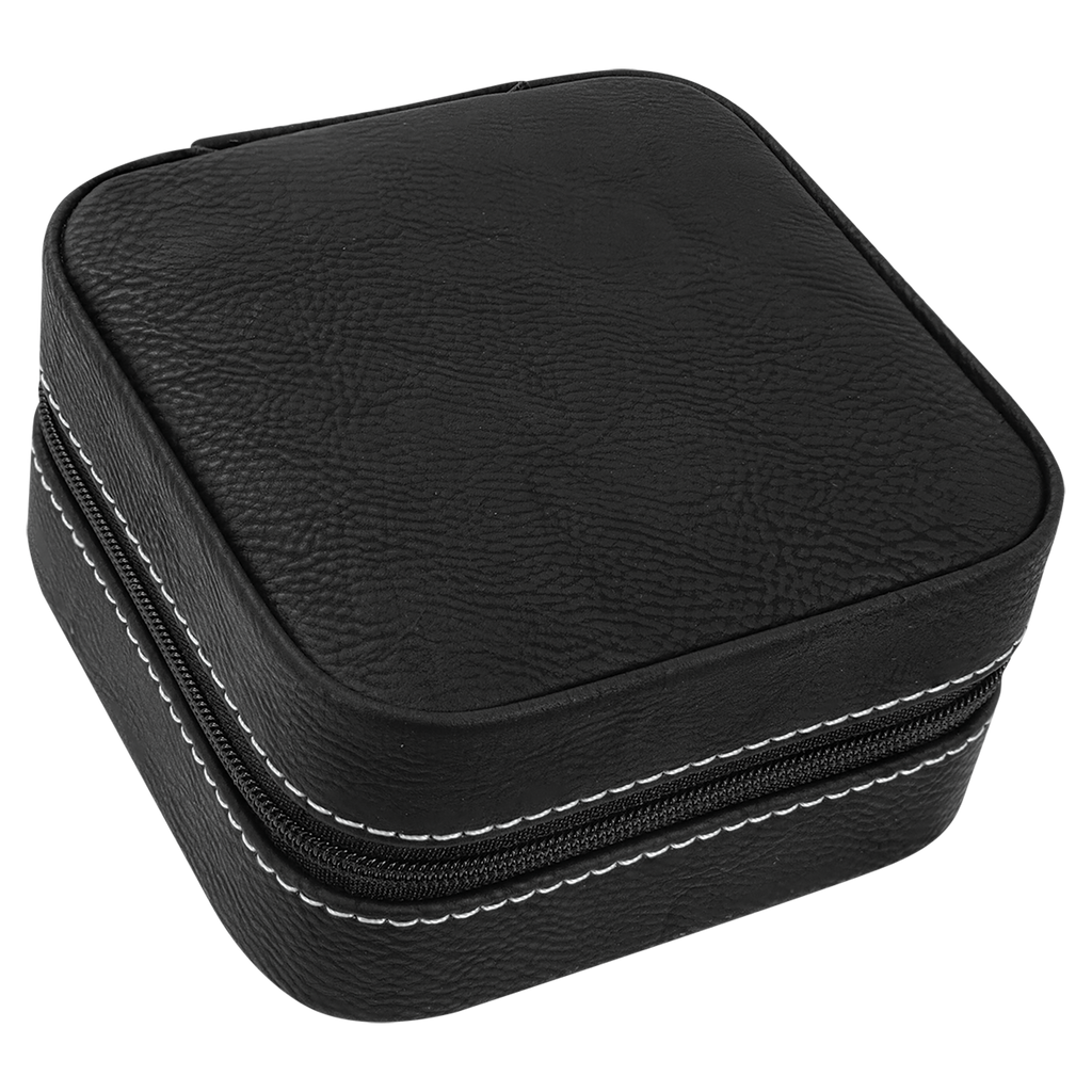 Black/Silver Leatherette Travel Jewelry Box blank-preview