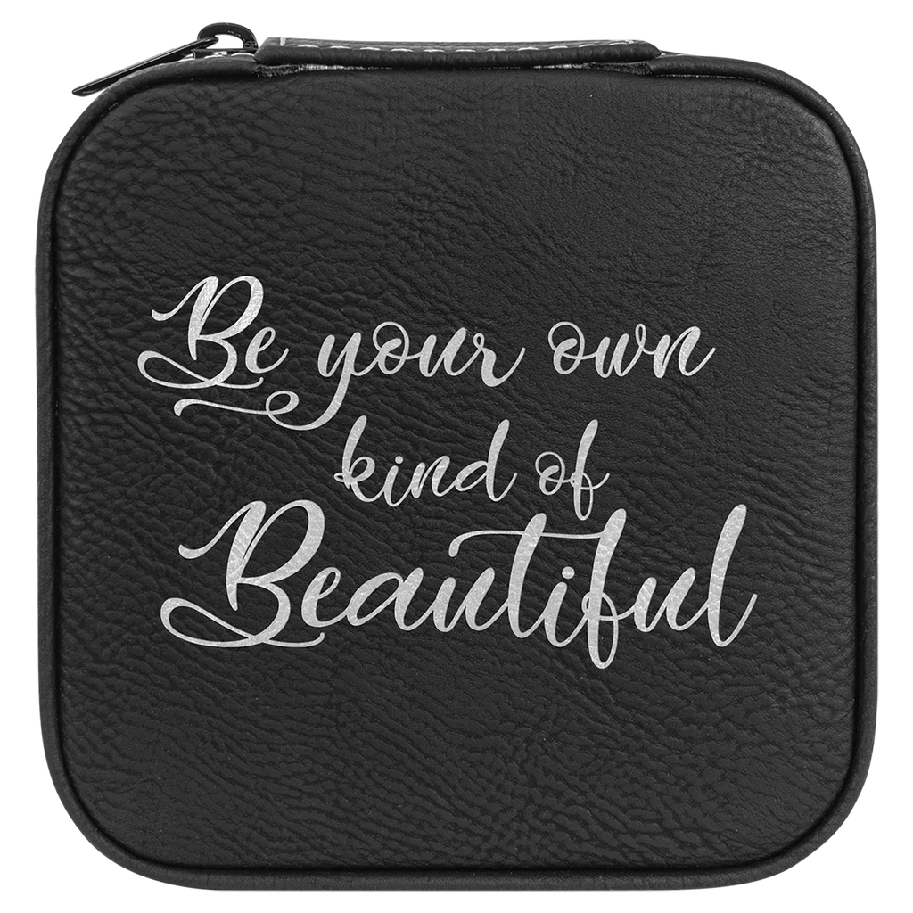Black/Silver Leatherette Travel Jewelry Box