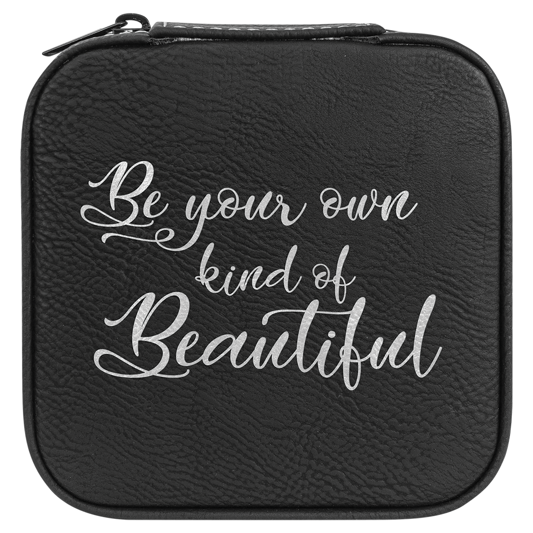 Black/Silver Leatherette Travel Jewelry Box