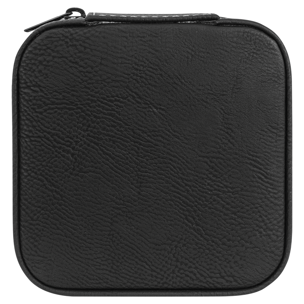 Black/Silver Leatherette Travel Jewelry Box
