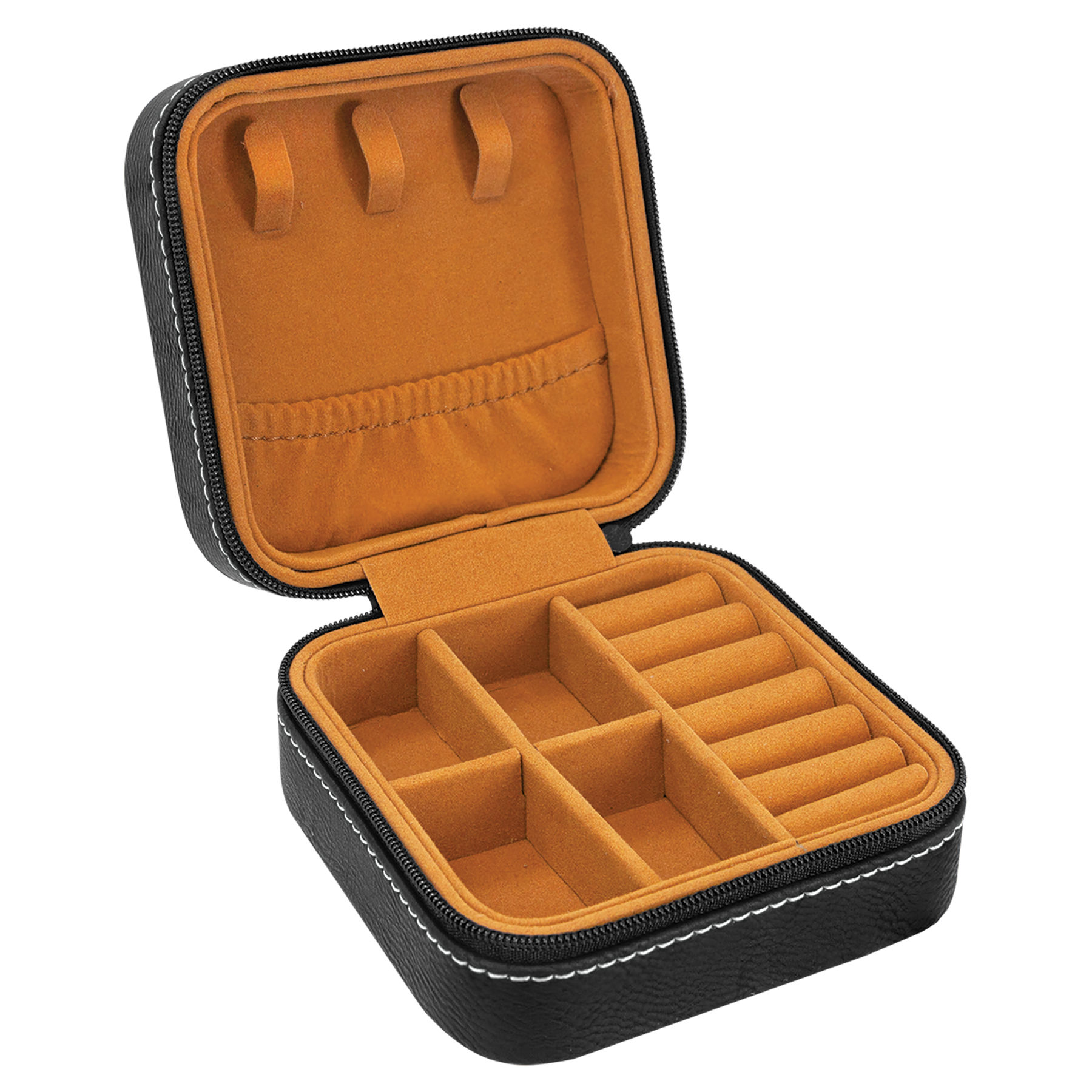 Black/Silver Leatherette Travel Jewelry Box