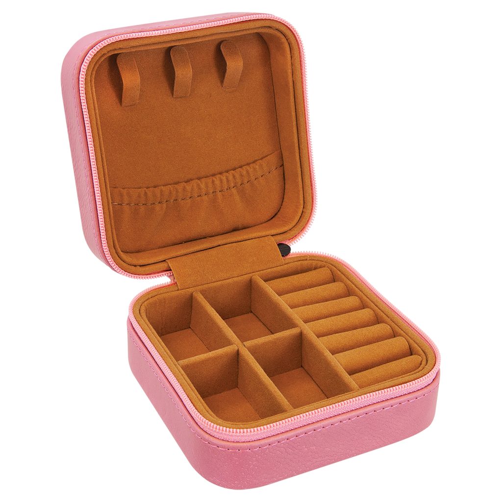 Pink Leatherette Travel Jewelry Box