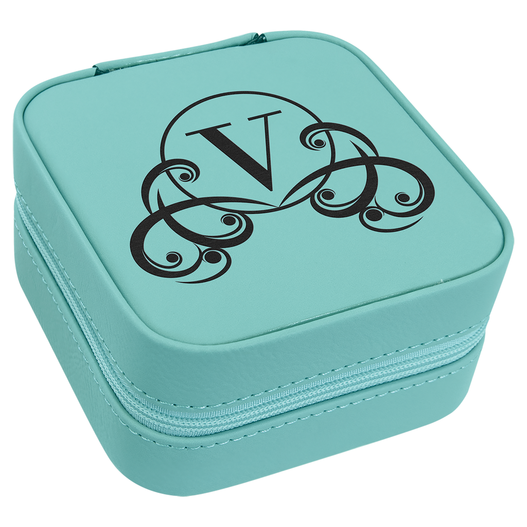 Teal Leatherette Travel Jewelry Box