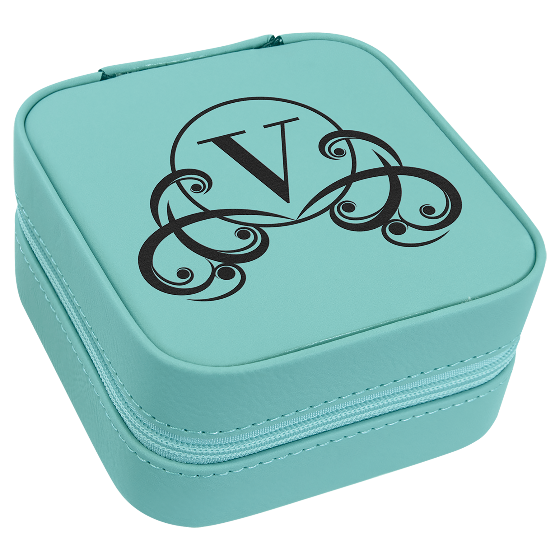 Teal Leatherette Travel Jewelry Box