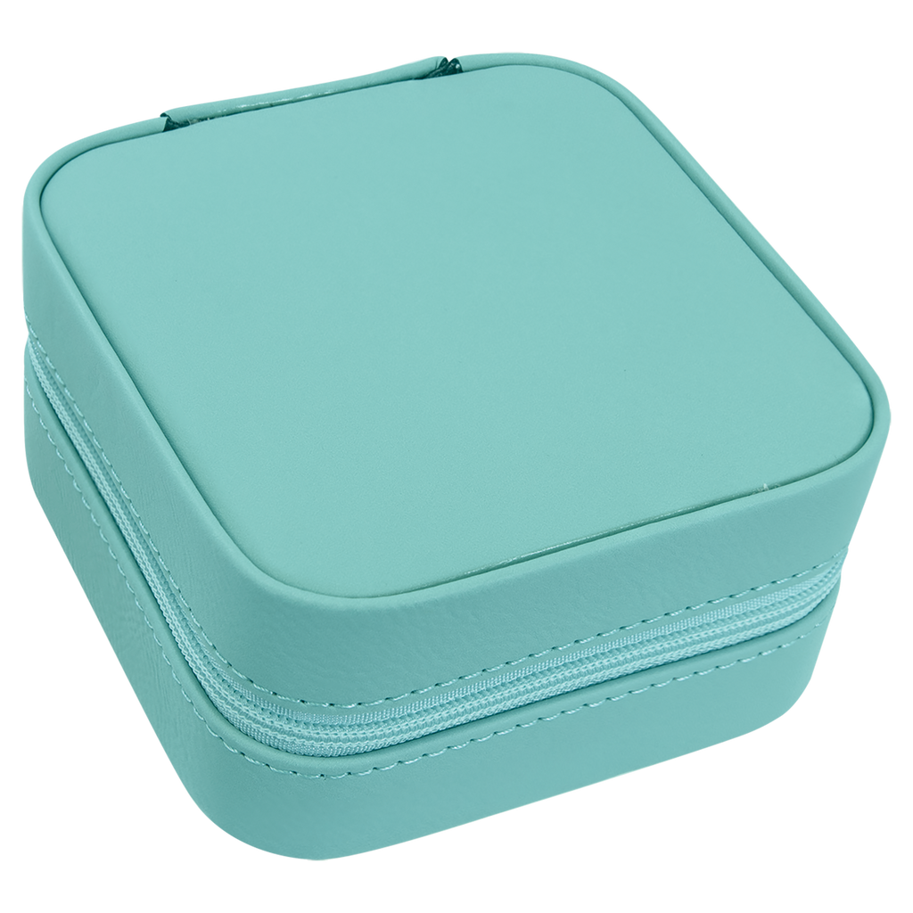 Teal Leatherette Travel Jewelry Box blank-preview