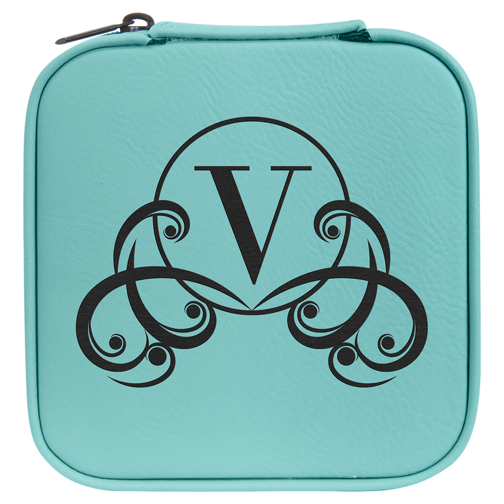 Teal Leatherette Travel Jewelry Box