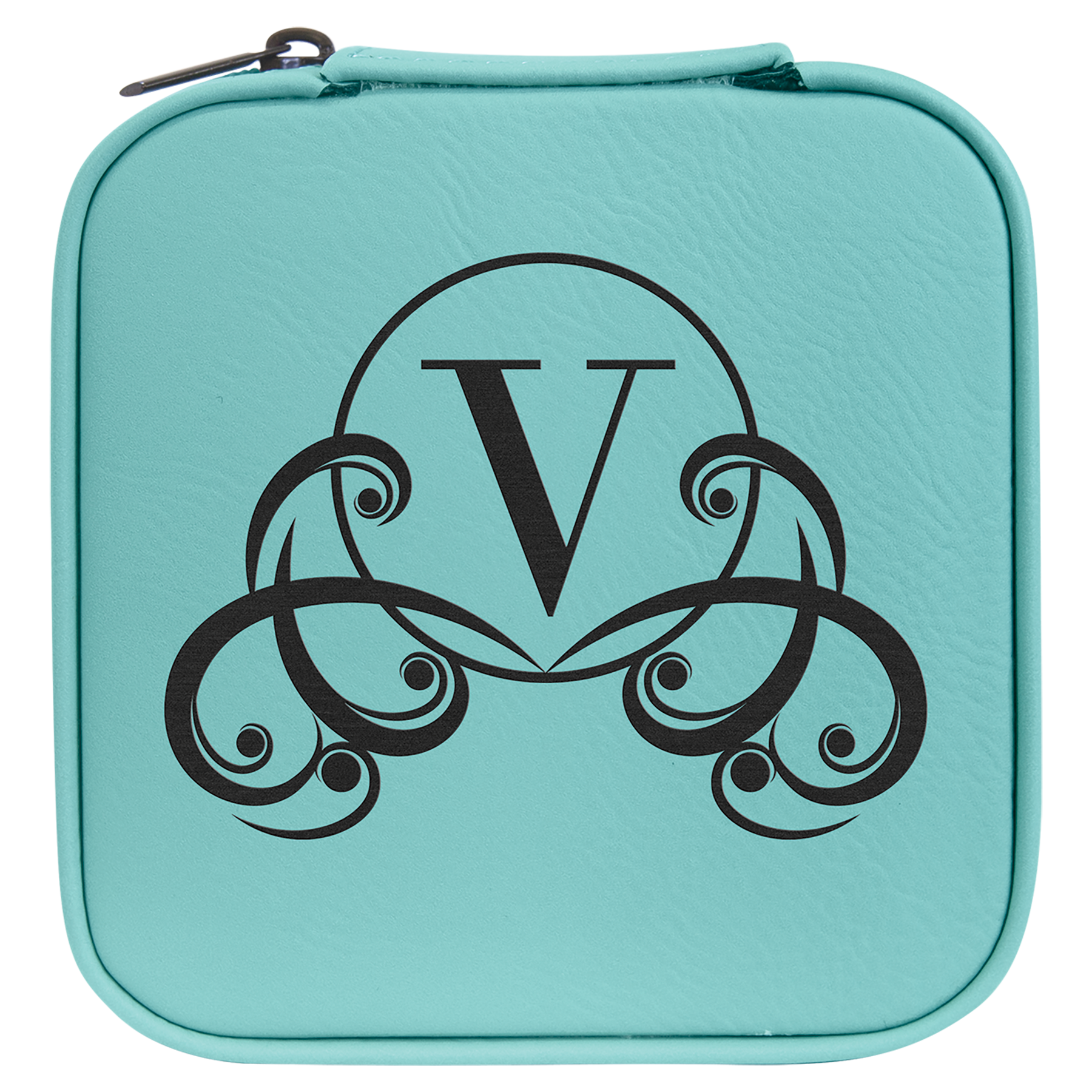 Teal Leatherette Travel Jewelry Box