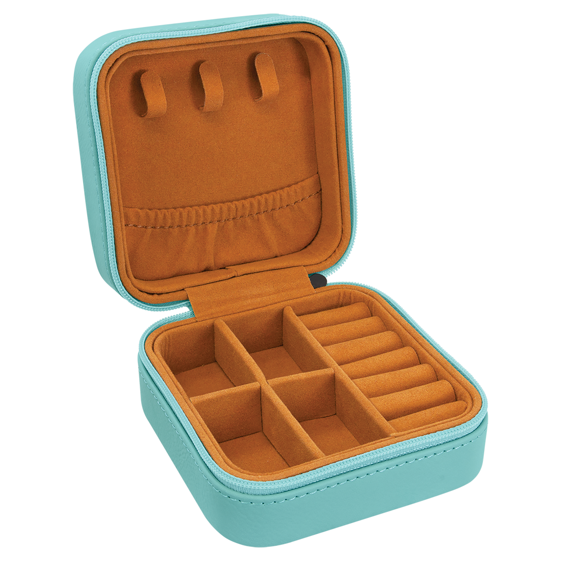 Teal Leatherette Travel Jewelry Box