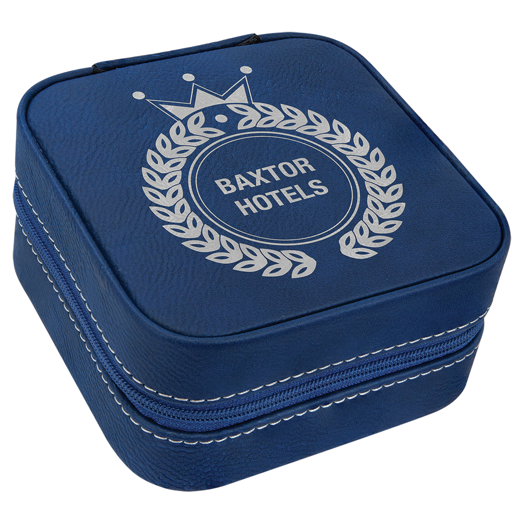 Blue/Silver Leatherette Travel Jewelry Box