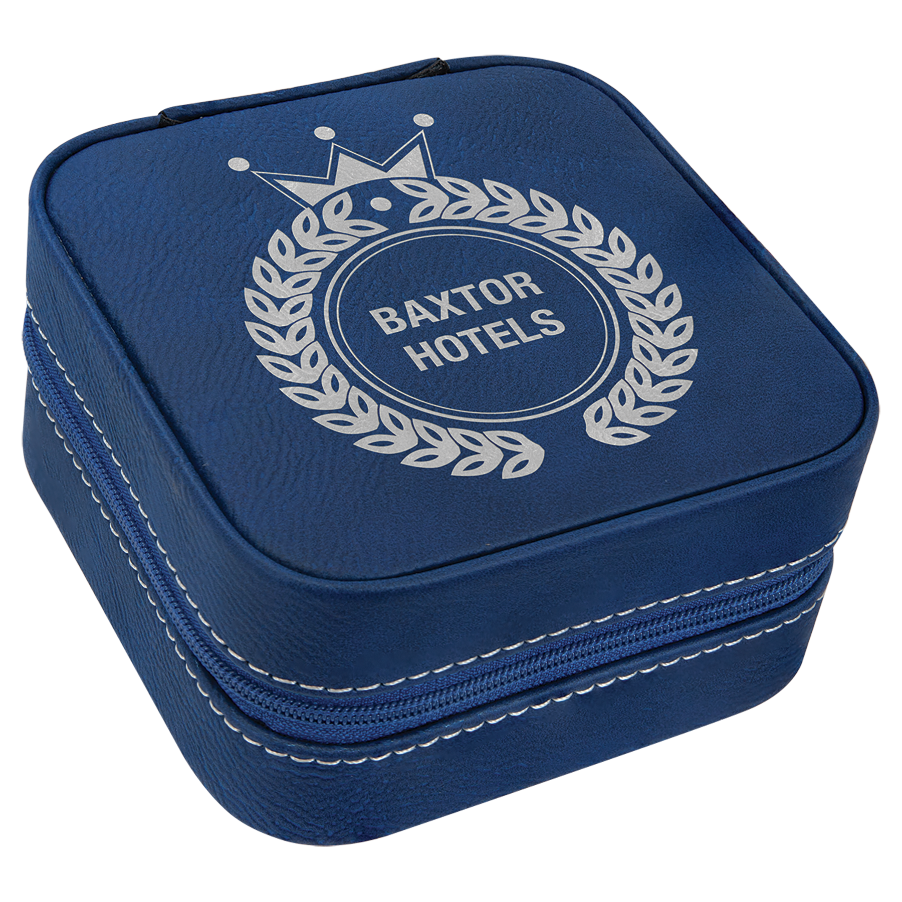 Blue/Silver Leatherette Travel Jewelry Box
