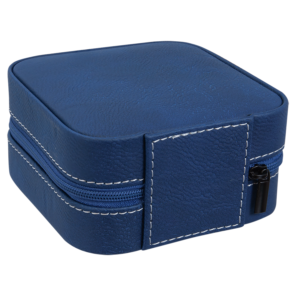 Blue/Silver Leatherette Travel Jewelry Box