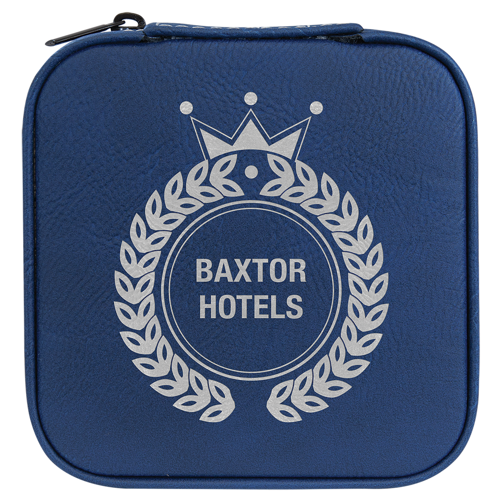 Blue/Silver Leatherette Travel Jewelry Box
