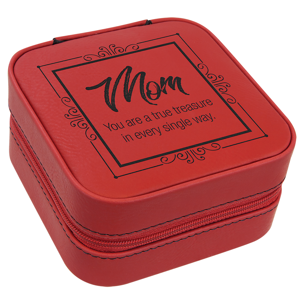 Red Leatherette Travel Jewelry Box