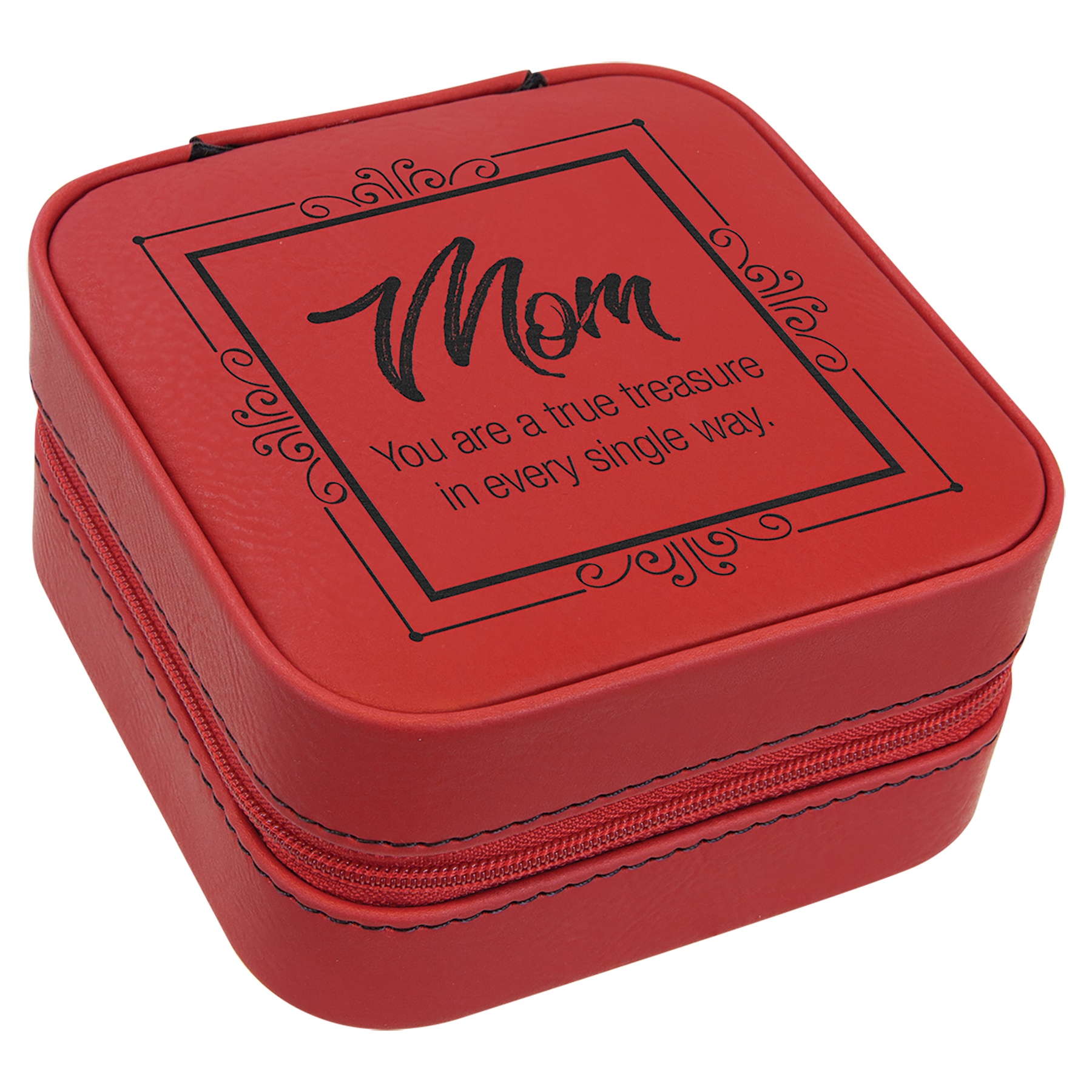 Red Leatherette Travel Jewelry Box