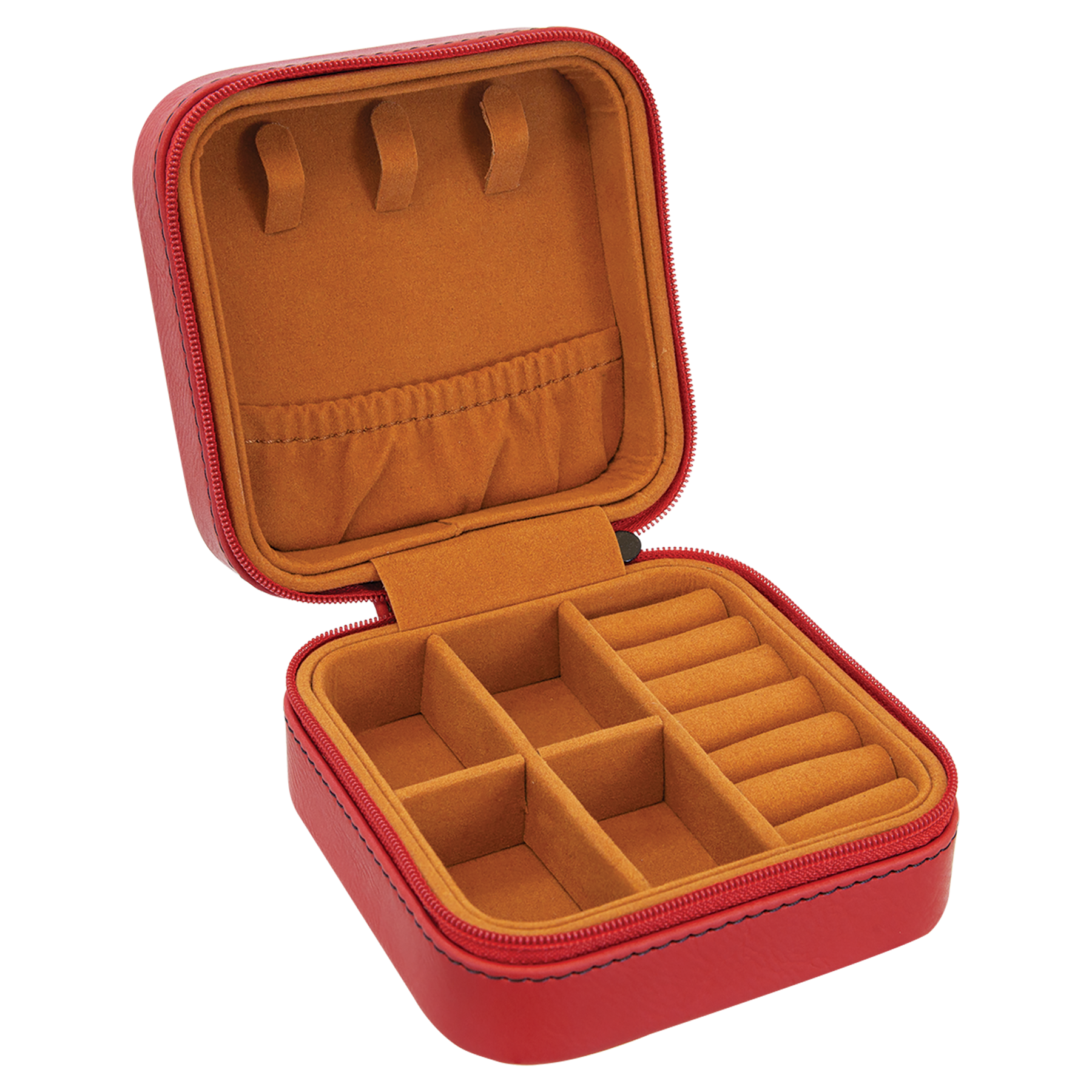 Red Leatherette Travel Jewelry Box