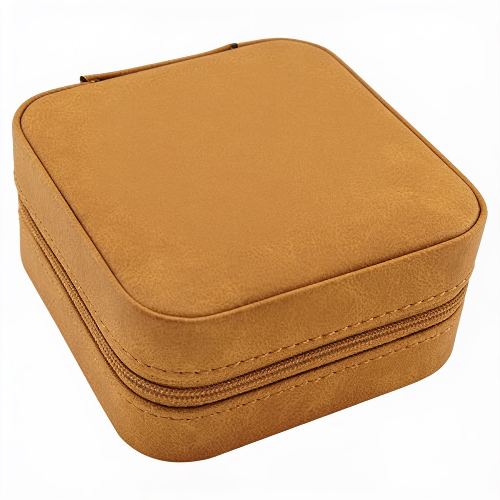 Light Brown Leatherette Travel Jewelry Box blank-preview