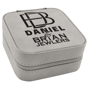 Light Gray Leatherette Travel Jewelry Box
