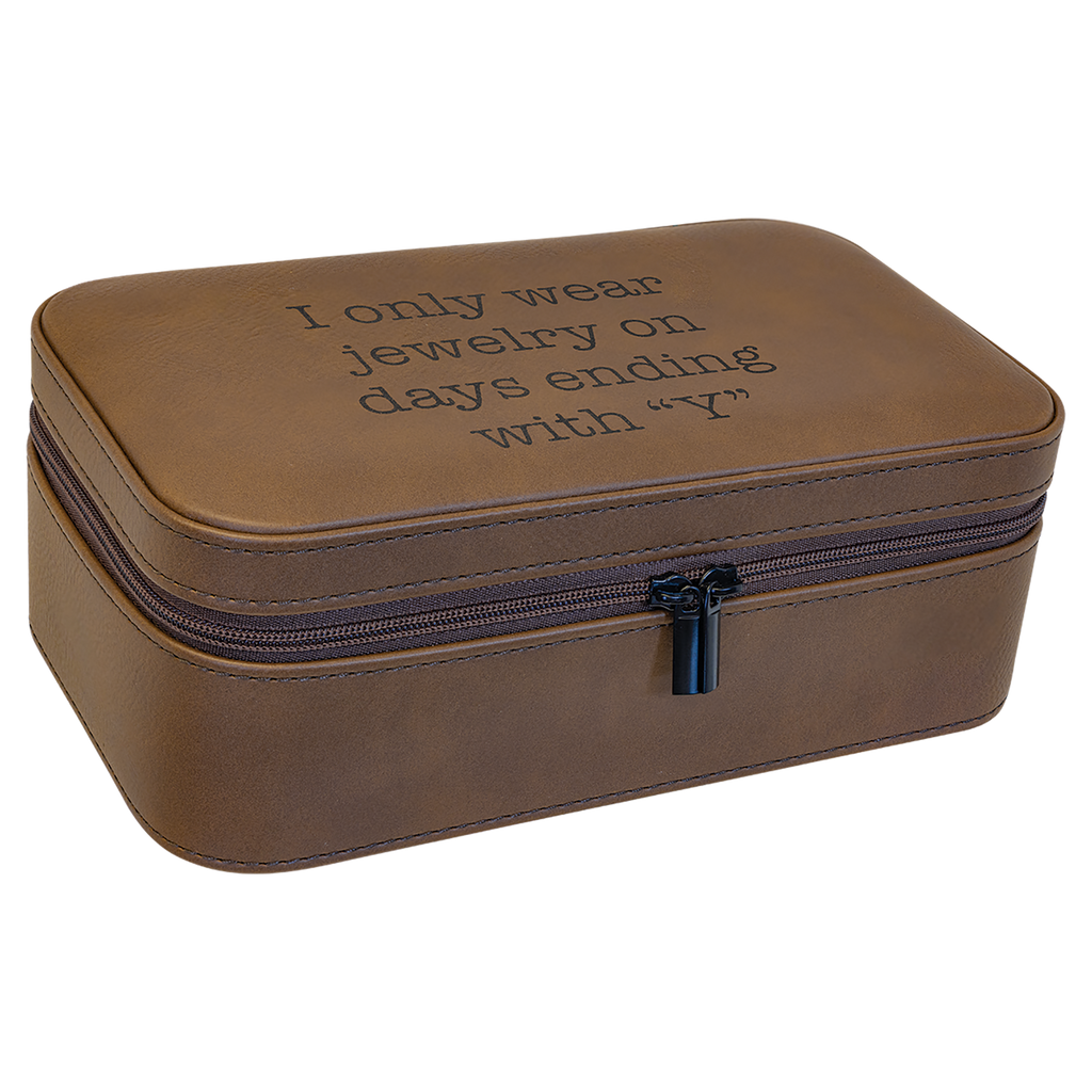 Dark Brown Large Leatherette Jewelry Box