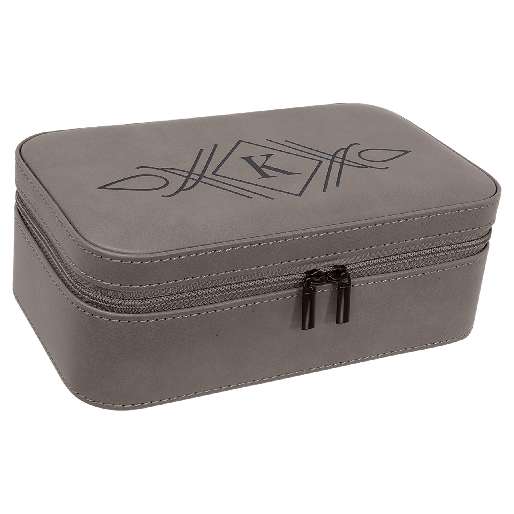 Gray Large Leatherette Jewelry Box