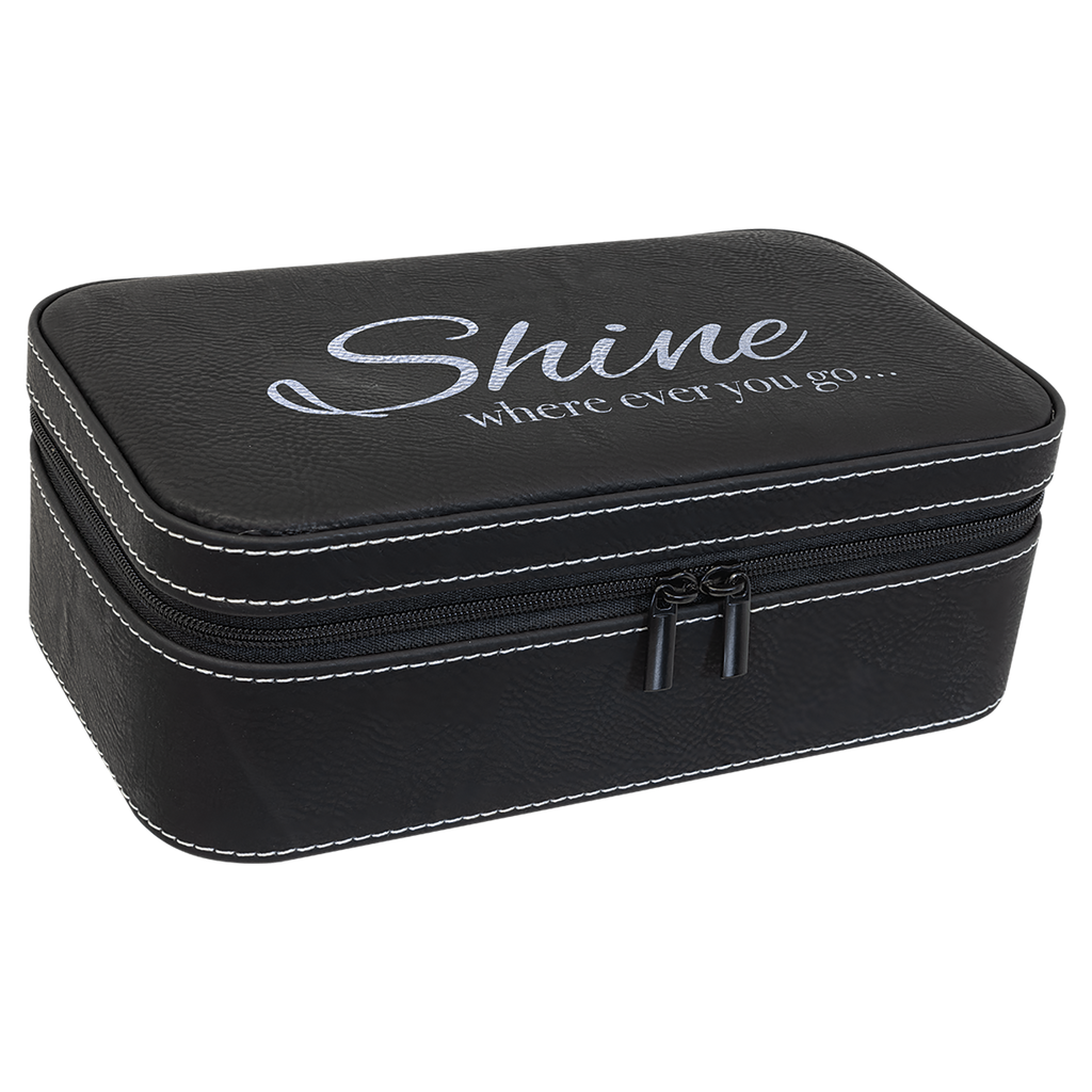 Black/Silver Large Leatherette Jewelry Box