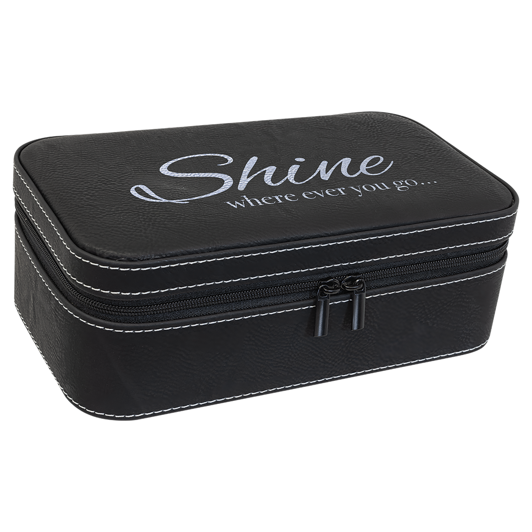 Black/Silver Large Leatherette Jewelry Box