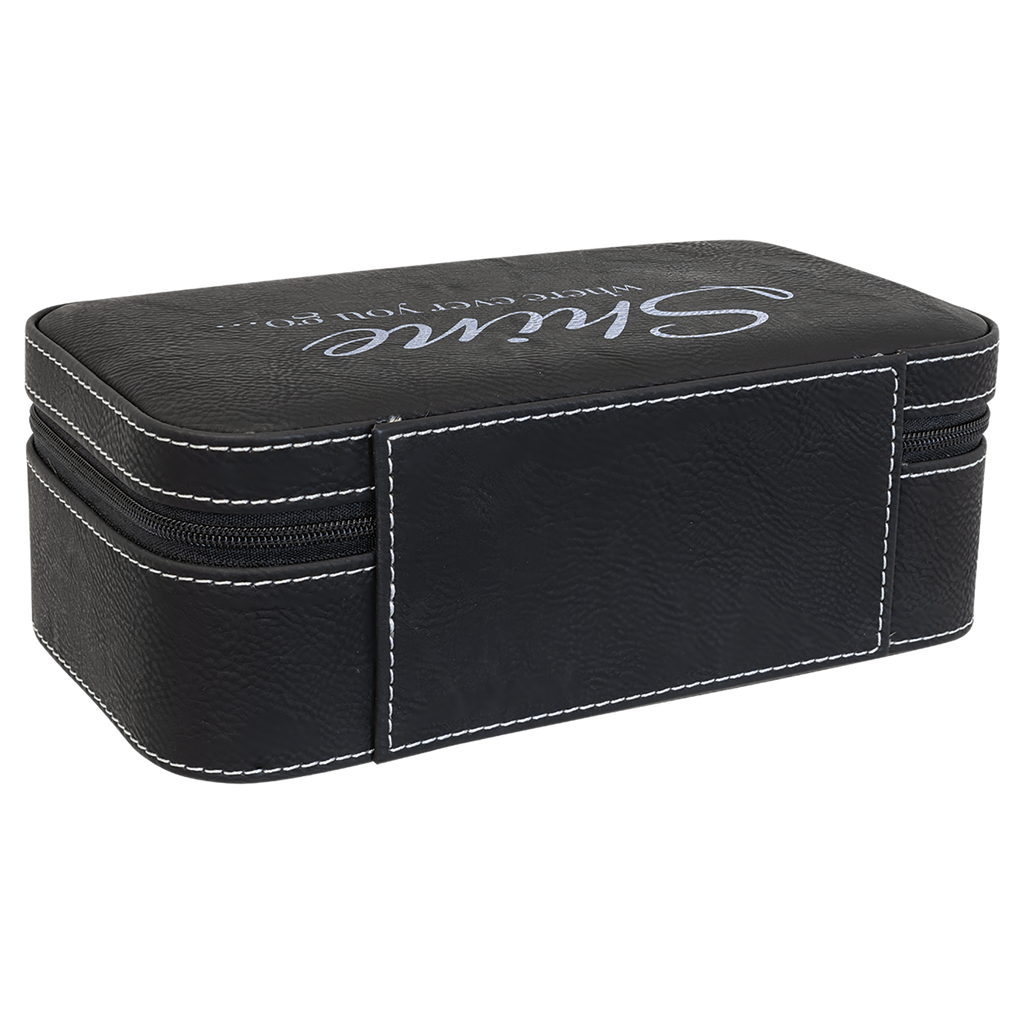 Black/Silver Large Leatherette Jewelry Box