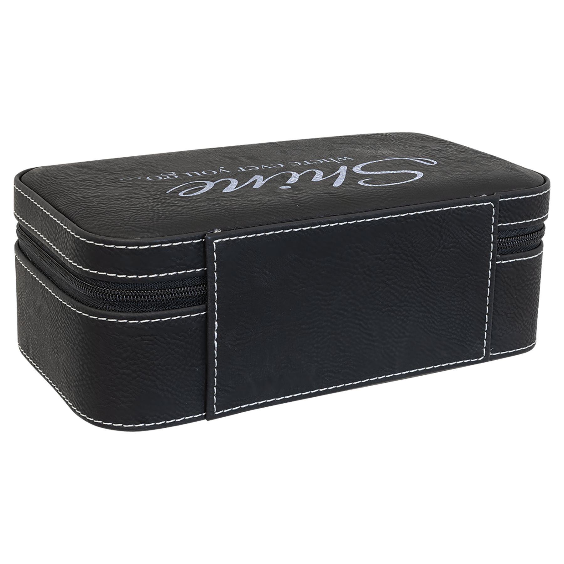 Black/Silver Large Leatherette Jewelry Box