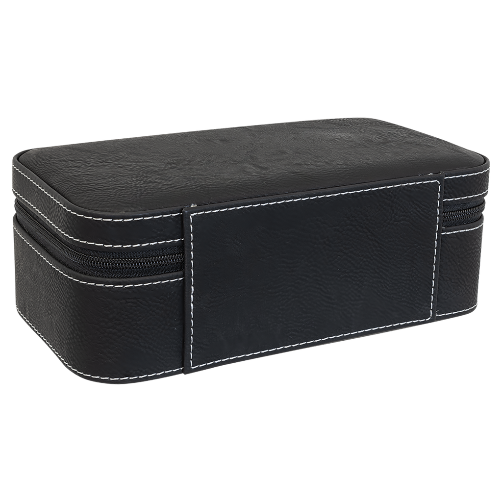 Black/Silver Large Leatherette Jewelry Box blank-preview