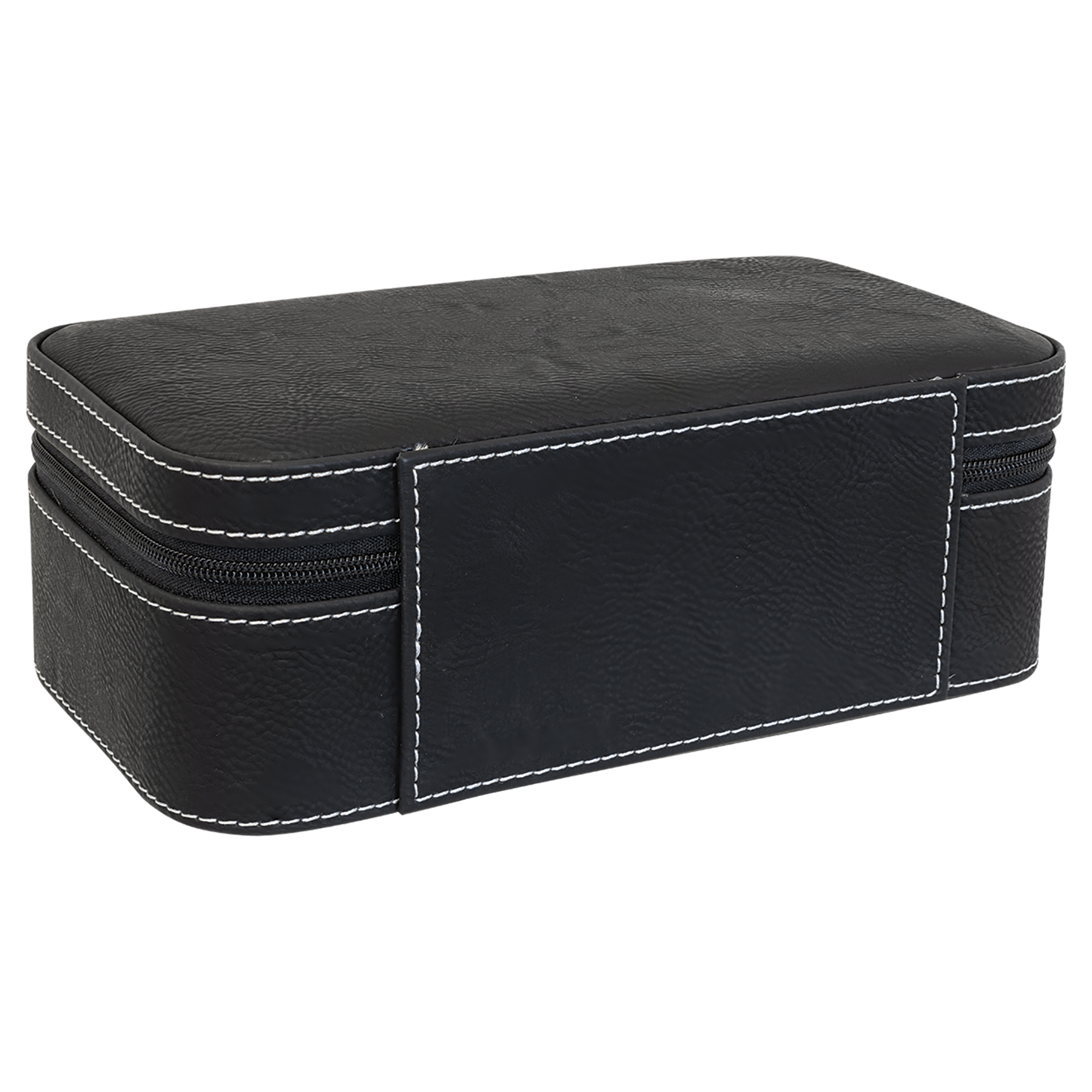 Black/Silver Large Leatherette Jewelry Box blank-preview