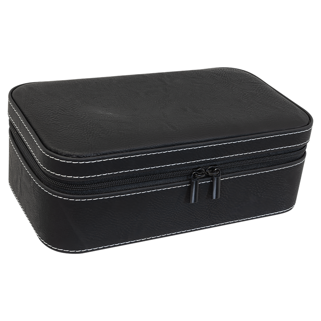 Black/Silver Large Leatherette Jewelry Box