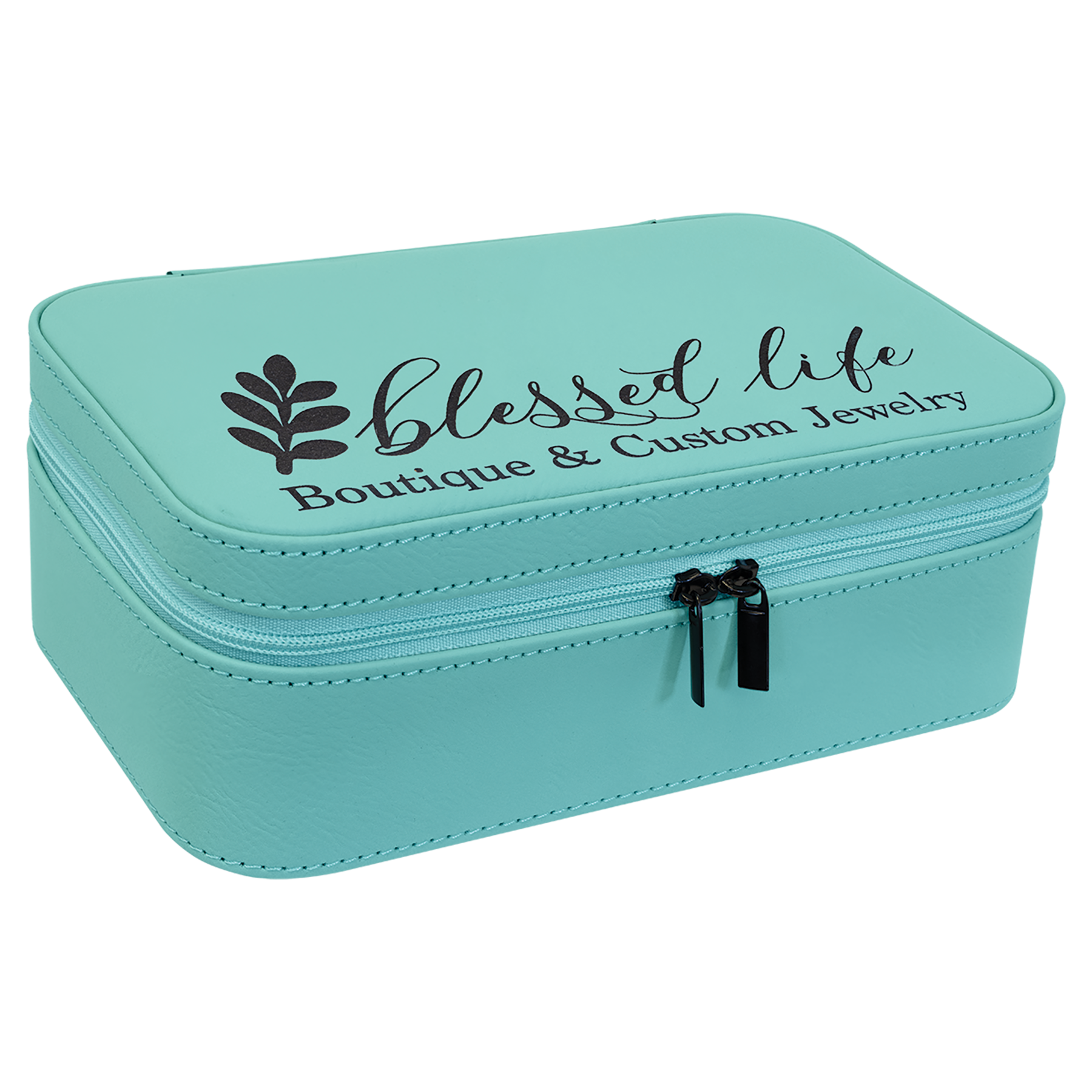 Teal Large Leatherette Jewelry Box