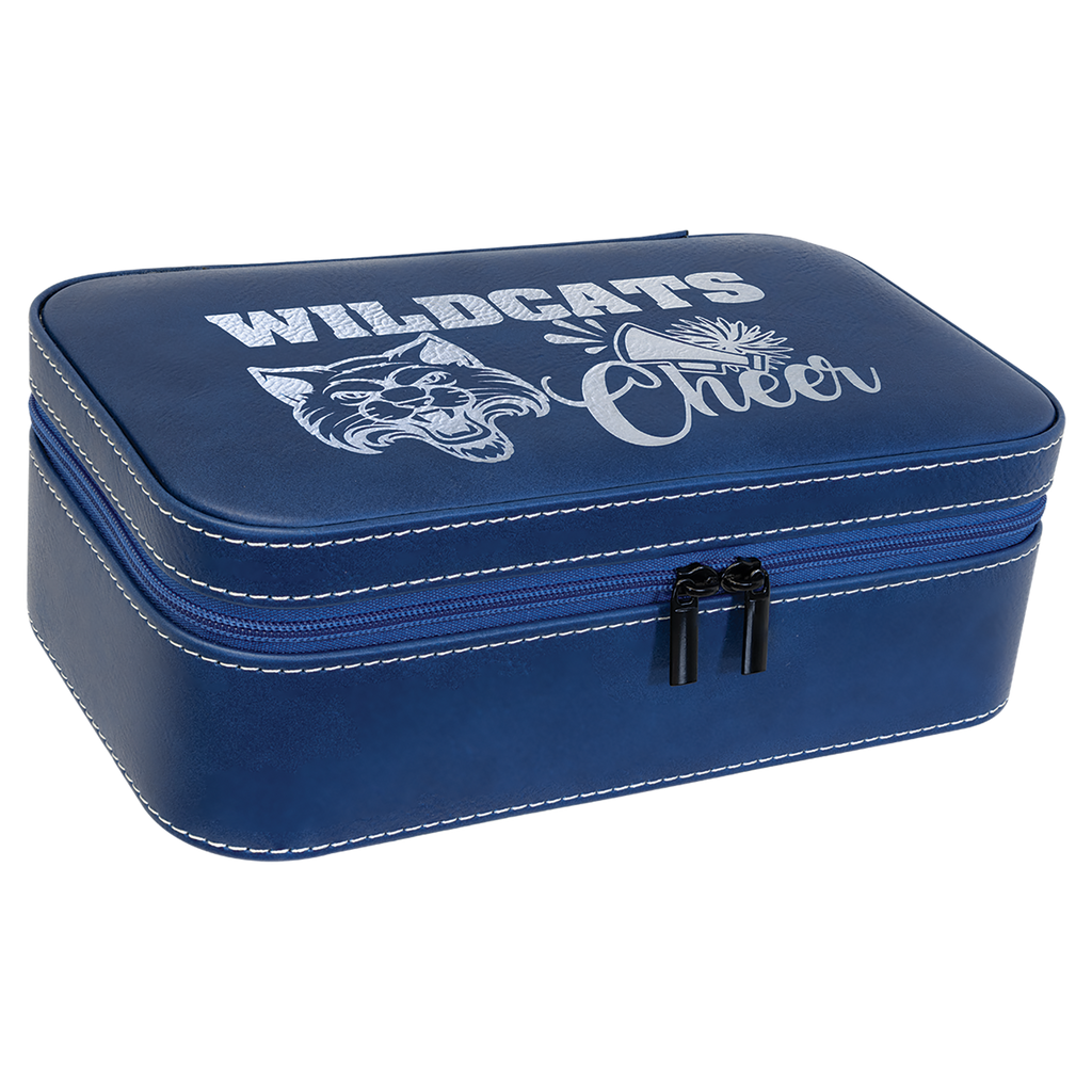 Blue/Silver Large Leatherette Jewelry Box